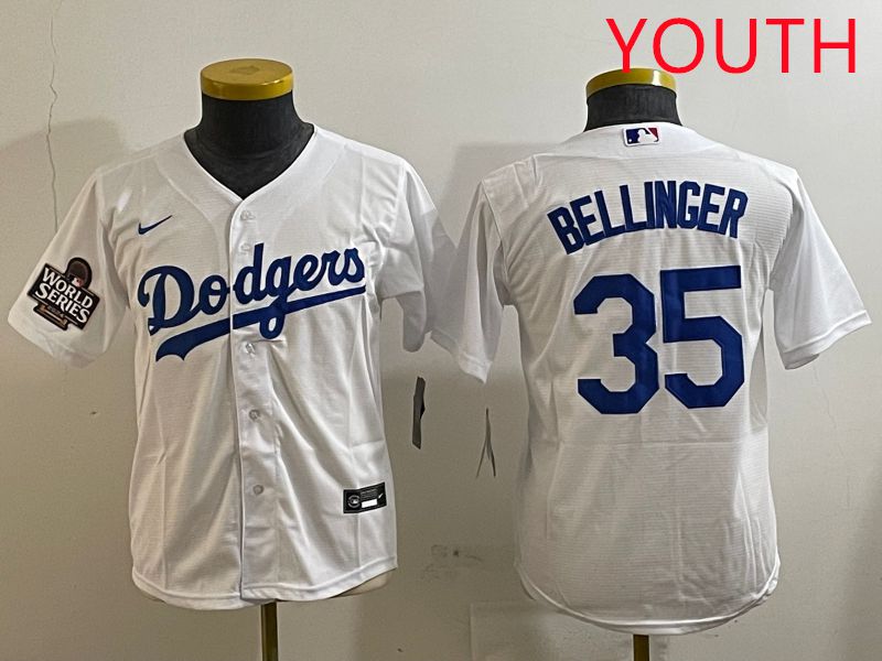 Youth Los Angeles Dodgers 35 Bellinger White Game 2025 Nike MLB Jersey style 4